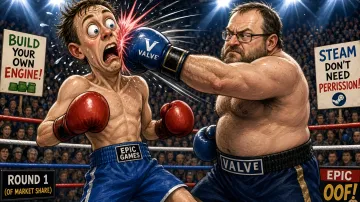 Карикатурный боксерский поединок между Epic Games и Valve на игровой арене