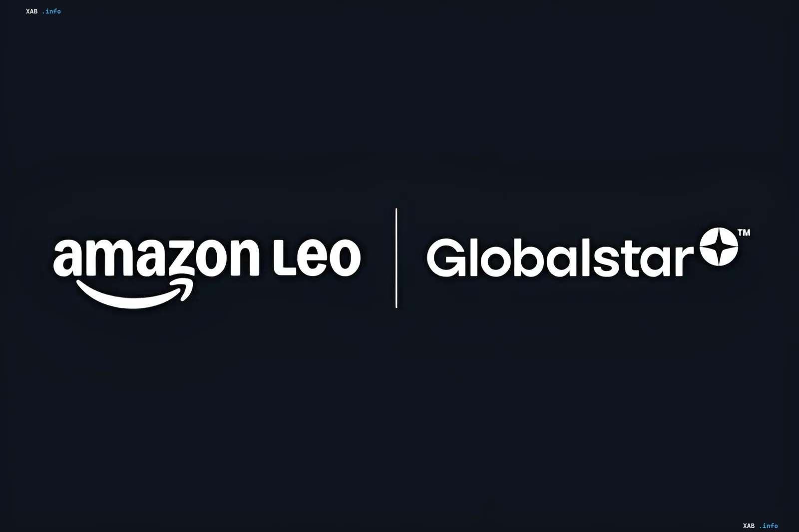 Логотипы Amazon Leo и Globalstar на темном фоне в рамках сделки по спутниковой связи
