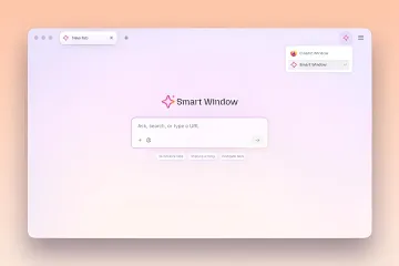 Інтерфейс браузера Firefox Smart Window з відкритою вкладкою та рядком введення ШІ-запитів