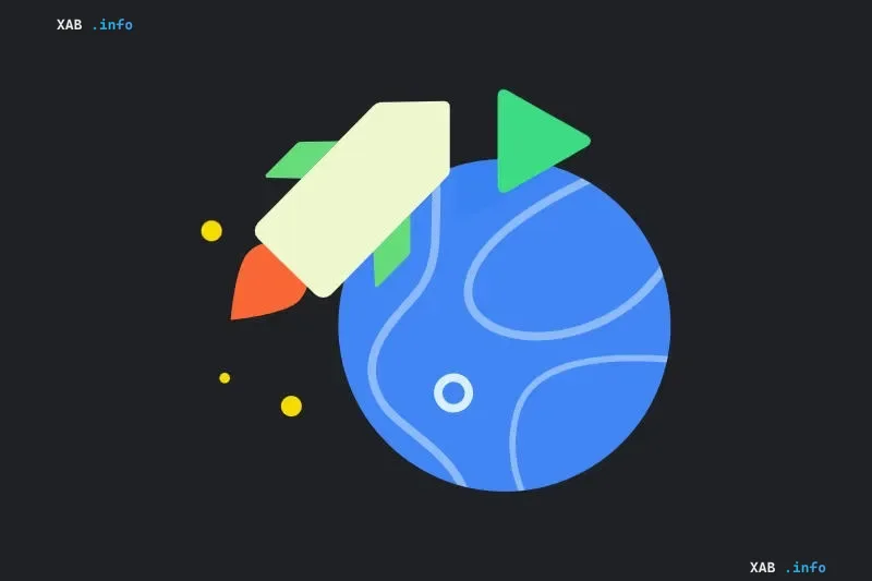 Eine stilisierte Rakete fliegt an einem blauen Planeten Erde auf dunklem Hintergrund vorbei zum Thema Android-Drittanbieter-Stores