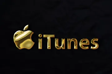 Golden Apple logo and iTunes text on a black background