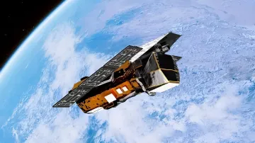NASA Swift Weltraumteleskop in der Erdumlaufbahn vor dem Wiedereintritt