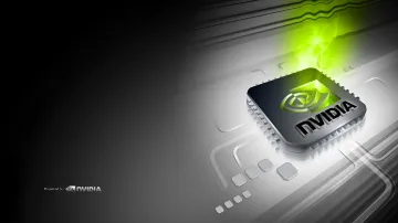 Графічний процесор NVIDIA з підсвічуванням на техно-фоні