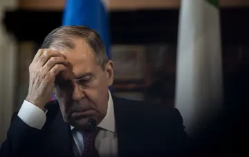 Russian Foreign Minister Sergei Lavrov at a meeting during the G20 summit